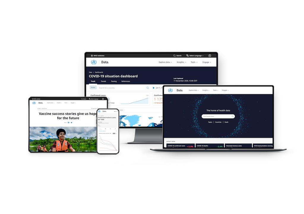 World Health Data Hub preview screens