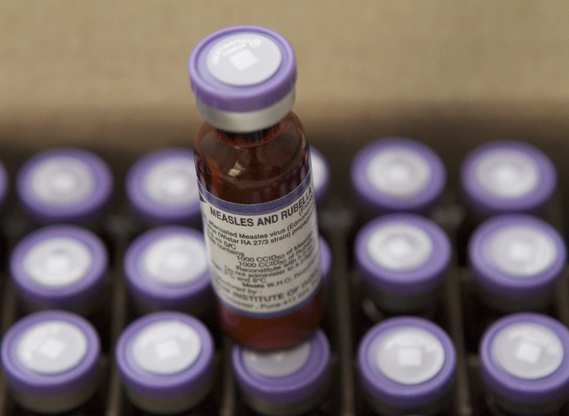 Vials of measles and rubella vaccine Vials of measles and rubella vaccine