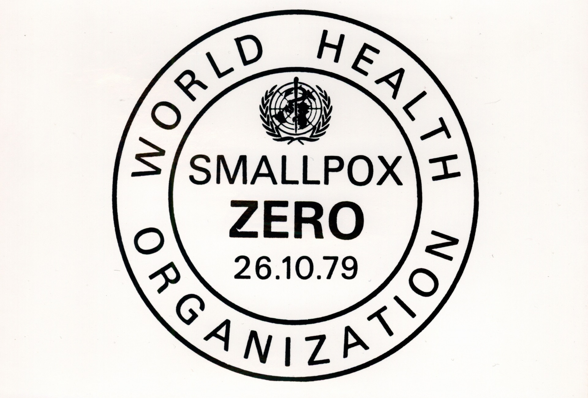 SmallpoxEradication-1979-WHO-Certificate Logo certifying the eradication of smallpox