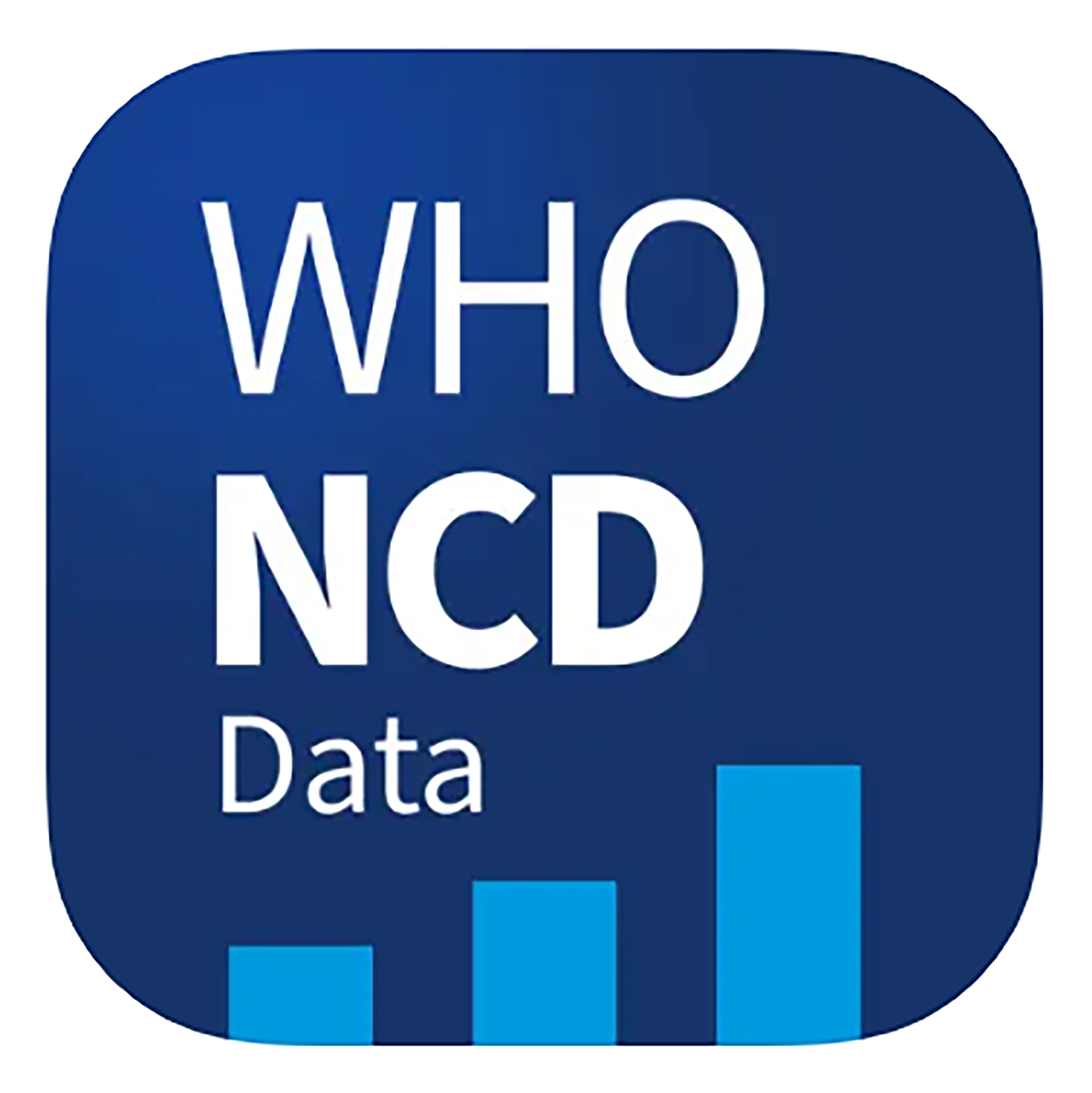 who-ncd-data-app white text - who ncd data on dark blue background