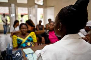 Women seeking help at a support centre Women seeking help at a support centre, DRC