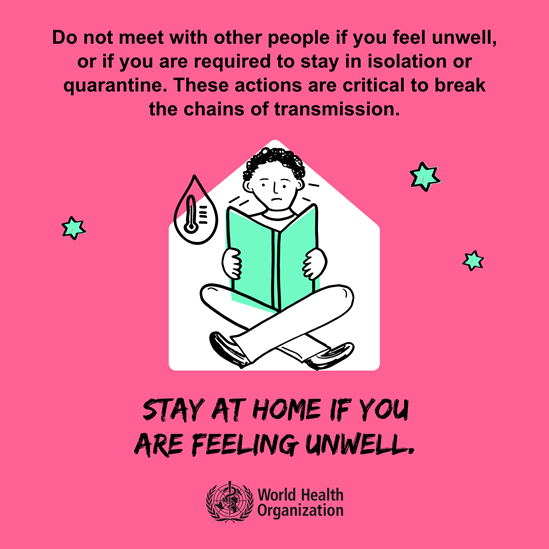 Social gathering 4 Stay at home if you don't feel well