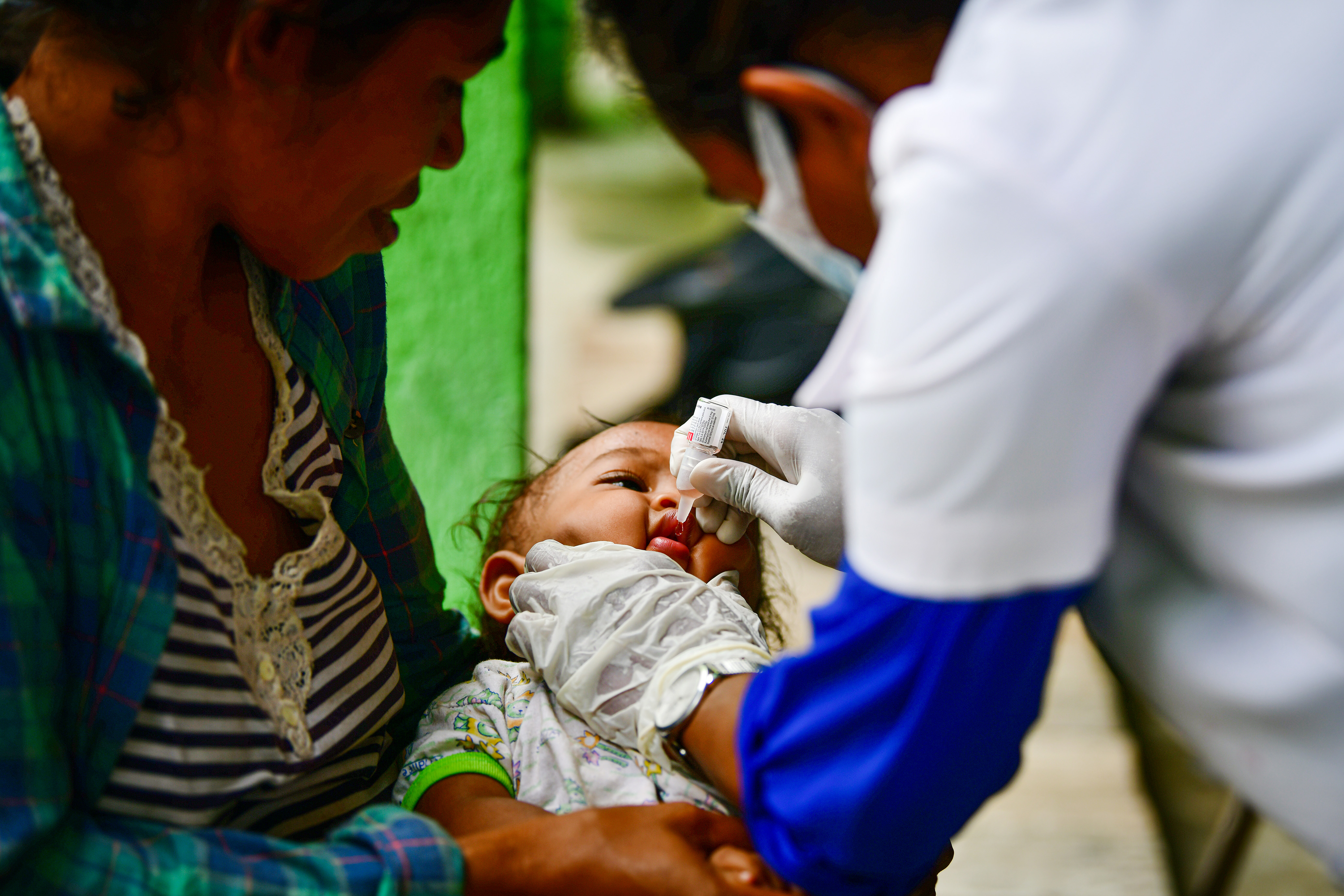 A child gets immunized during the Integrated Immunization Campaign in January in Dili