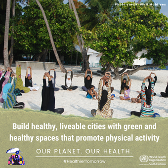 Build healthy, liveable cities with green and healthy spaces that promote physical activity Build healthy, liveable cities with green and healthy spaces that promote physical activity