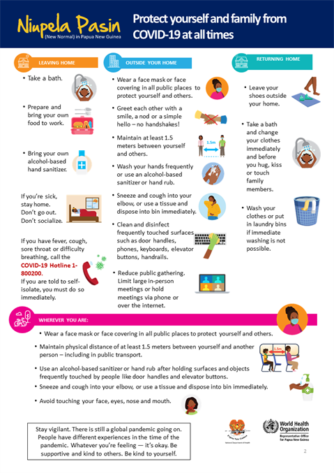 Protect yourself and family from COVID-19 at all times Infographic of text