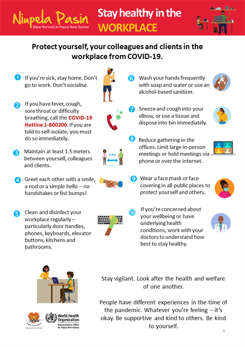 Stay healthy in the workplace Infographic of text