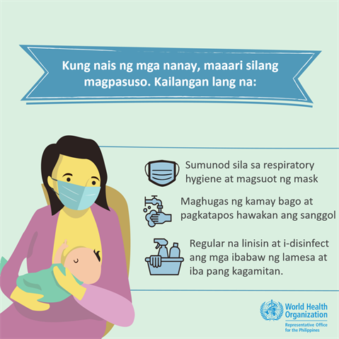 Women with COVID-19 can breastfeed if they wish to do so Infographic of text
